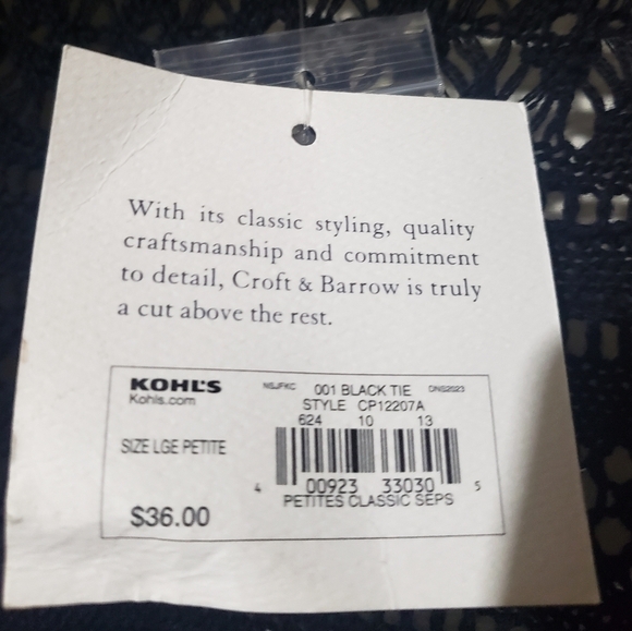 Croft & Barrow Short Sleeve Knit Black Sweater - Sz Large Petite (LP) - Picture 4 of 5